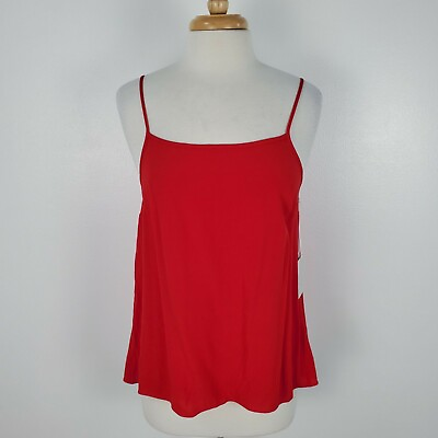 #ad 1 State Tank Top Womens Small Red Lightweight Sleeveless Slit NEW Casual $19.57