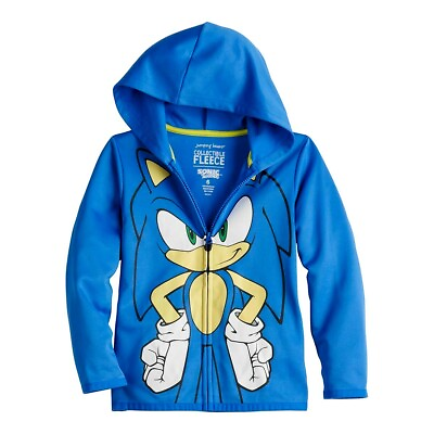 #ad Sz 4 12 Sonic the Hedgehog Costume Hoodie Jacket Zip Boys Girls Kids SEGA NWT $30.17