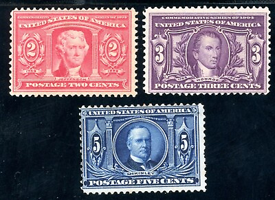 #ad USAstamps Unused FVF US 1904 Louisiana Purchase Scott 324 325 326 NG $68.83