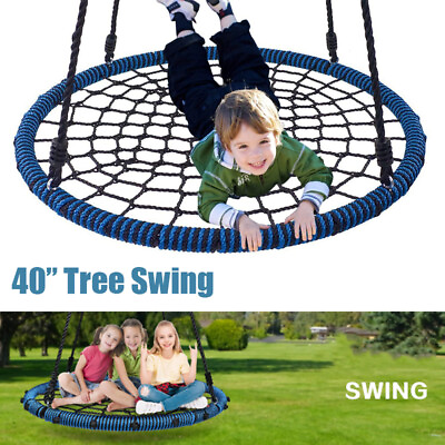 #ad 40#x27;#x27; Spider Web Saucer Tree Swing Chair Nest Net Kids Outdoor Round Hanging Rope $70.58