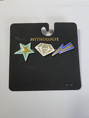 #ad Mythologie Lapel Pins Diamond Shaped Star amp; Lightning Bolt Lot Of 3 $15.00
