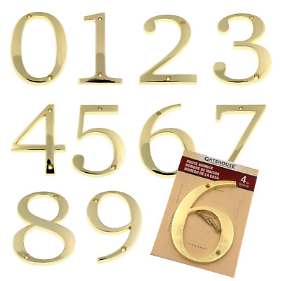 #ad Gatehouse Polished Brass 4 Inch House Numbers Flush Mount $8.95