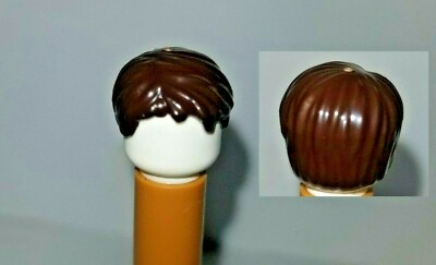 #ad Lego Dark Brown Boy Hair Minifigure Short Haircut Minifig Messy Bangs $2.72