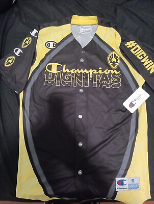 #ad Team Dignitas Owl Logo Champion Button Up Black yellow JerseyMen#x27;s Small Org.$80 $34.99