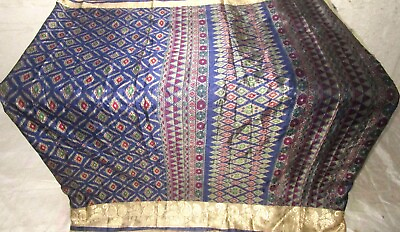 #ad D2 SILK BLEND Sari Fabric Material 4yd Blue Maroon LONG LASTING Bollywood F490 $28.19