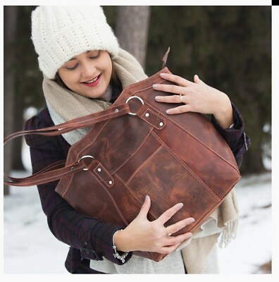 #ad Vintage Leather Beau Mahogany Tote Bag Large Gorgeous Retail $270 GB4 NWOT $149.00