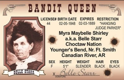 #ad Belle Star Novelty ID Made On Metal Aluminum $6.50