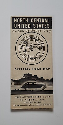 #ad AAA Auto Club of America Official Road Map North Central States Chicago Dodge $11.95