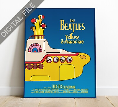 #ad Poster The Beatles Yellow submarine original reproduction HQ digital image $6.90