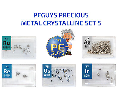 #ad Iridium Osmium Rhenium metal Crystals Set 5 x Rare Periodic Element Tiles $89.00