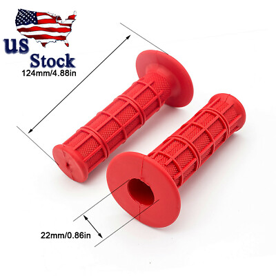 #ad CNC Red Handle bar Hand Grip 7 8quot; 22mm Motorcycle throttle ATV Dirt Bike Rubber $5.99