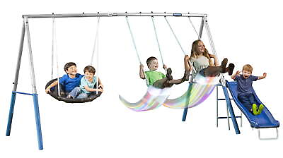 #ad Firefly Metal Swing Set with 2 LED Swing Seats Super Disc Swing amp; Wave Slide $238.80