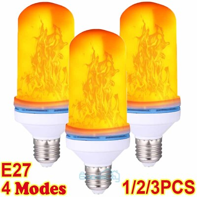 #ad 5W E27 LED Flicker Flame Light Bulb Burning Fire Effect Night Lamp 4 Modes $15.99