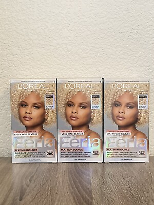 #ad THREEL#x27;Oreal Paris Feria Hair Color Platinum Bounce Care Lightens Up To 8 Levels $24.00
