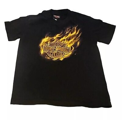 #ad Big Kids Harley Davidson Black T Shirt Size Small Boys Girls Short Sleeve Front $12.80