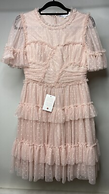 #ad Ivy City Co. Short Whimsical Dress Blush Pink Women#x27;s Medium Ruffle NWT NEW $55.25