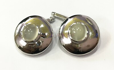#ad Natural Moonstone Gemstone with 925 Sterling Silver Cufflink #2353 $94.90
