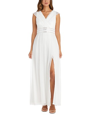 #ad R amp; M Richards Women#x27;s Surplice Metallic Gown White Size 16W $52.63