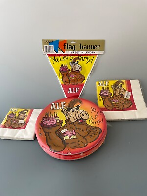 #ad Vintage ALF Birthday Party Decorations Plates Napkins Banner CHOICE $3.99