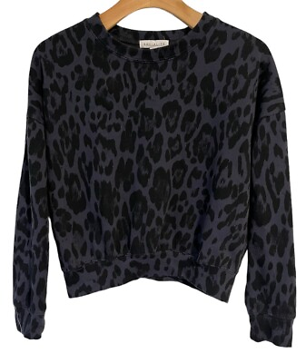 #ad Socialite Sweatshirt Womens Small Purple Black Leopard Cheetah Sweater Pullover $14.37