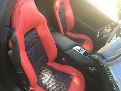#ad C7 Corvette Grand Touring GT 2014 2019 Leather Red amp; Black Seat Covers $649.95