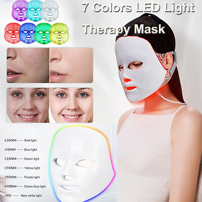#ad 7 Colors LED Photon Facial Face Mask LED Light Skin Rejuvenation Therapy Machine $26.99