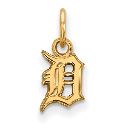 #ad 10k Yellow Gold MLB LogoArt Detroit Tigers Letter D Pendant Gift for Mom $140.00