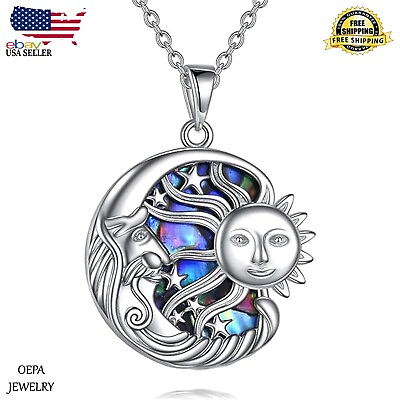 #ad Celtic Sun and Moon Necklace 925 Sterling Silver Sun and Moon Necklace for Women $100.00