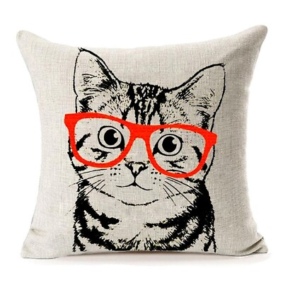 #ad Cat Pillow Cover size 18x18” Decorative Pillowcase Holiday Gift for pet lover $10.95