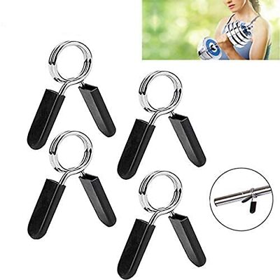 #ad 4 Pcs Barbell Clamps Dumbbell Spring Clips 1 Inch Weight Bars Clips $21.18