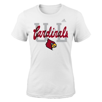 #ad Louisville Cardinals NCAA Adidas Youth White quot;Mascot Script Overlayquot; T Shirt $9.99