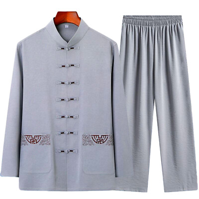 #ad Mens Traditional Chinese Tang Suit Coat Jacket Outfit Kung Fu Tai Chi Uniform $20.89