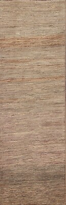 #ad Brown Distressed Modern Gabbeh Oriental Runner Rug Wool Hand Knotted Carpet 3x9 $334.80