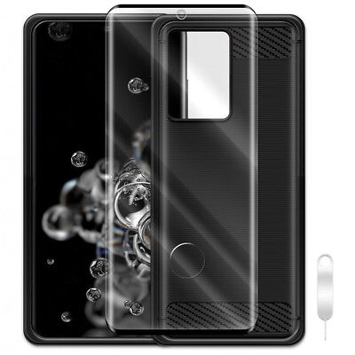 #ad Shatterproof Screen Protector Carbon Fiber Case for Samsung Galaxy S20 Ultra USA $28.34