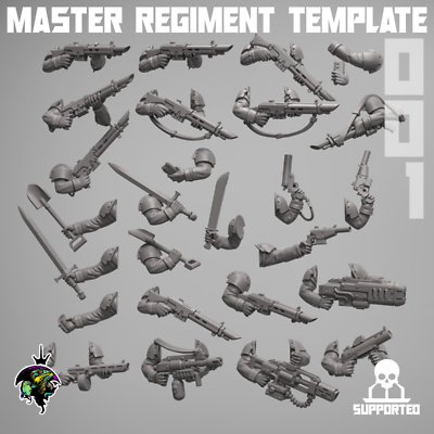 #ad Parts: Master Regiment Template Arms x10 Reptilian Overlords 32mm $7.99