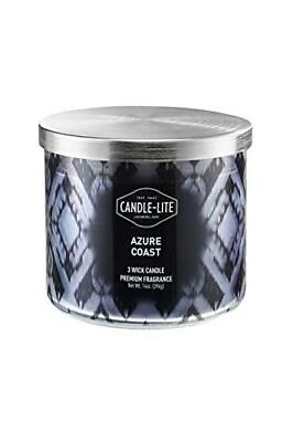 Candle lite Premium Azure Coast Scent 14 oz. 3 Wick Aromatherapy Candle with up $15.79