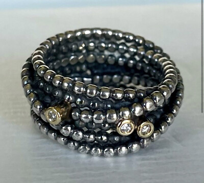#ad Pandora Sterling Silver Entangled Beauty Ring Diamonds 14k Gold Size 6.75 $120.00