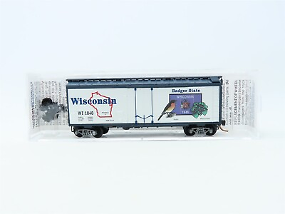 #ad N Scale Micro Trains MTL 02100387 WI Wisconsin State 40#x27; Plug Door Box Car #1848 $17.95