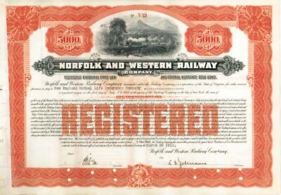 #ad Norfolk and Western Railway Different Denominations Available Bond Blue $130.00