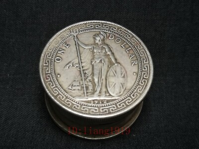 #ad Chinese Tibet Silver inlay stand person Statue coin Inkpad Box Seal Collection GBP 25.00