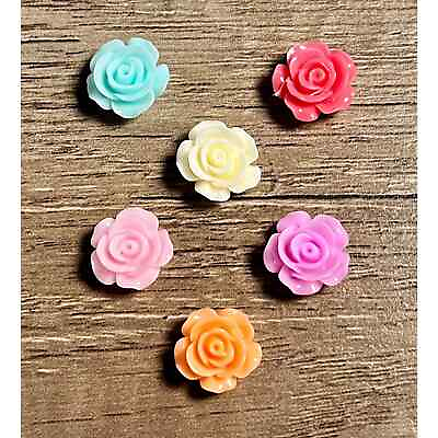 #ad 6pc COLORFUL ROSE BUD FLOWER Shoe Charms FOR CROCS $9.49