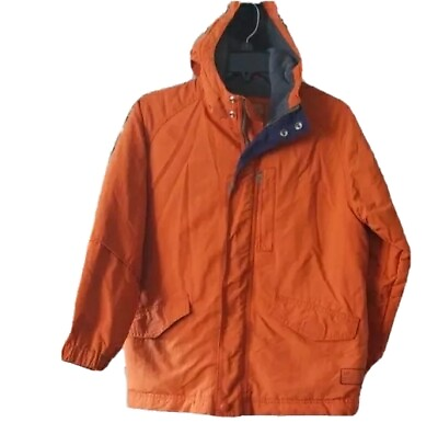 #ad Boys Gap kids hooded Jacket size M 8 Orange Lined Zip Closure Polyester $14.99