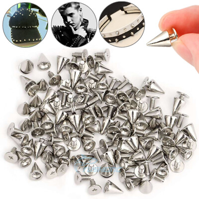 #ad 100 1000x Punk Cone Metal Spikes Rivets Studs Screw Back for DIY Craft Clothing $10.49
