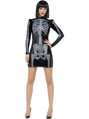 #ad Smiffys Fever Miss Whiplash Skeleton Costume Black Size S $17.61