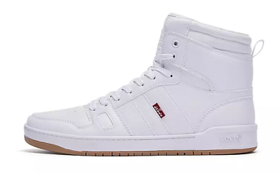 #ad new Levi#x27;s Men#x27;s Hi Top White Athletic Fashion Sneakers sz 9.5 High Shoes $54.90