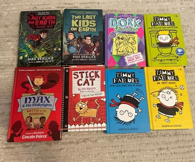 #ad 8 booksStick Cat The Last Kids on Earth Timmy Failure Dork Diary MAX amp; Midknig $10.00