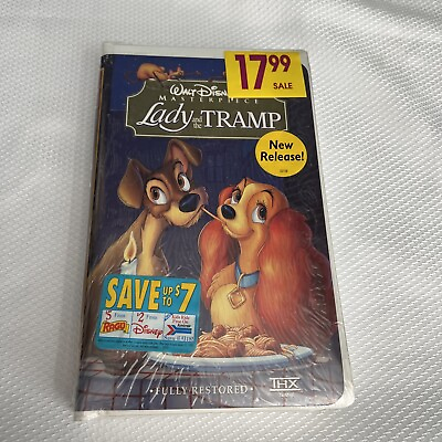 #ad Lady and the Tramp Vintage VHS Disney Masterpiece Fully Restored NEW amp; SEALED $6.95