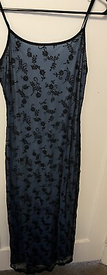 #ad Vintage 90’s Byer Too Large Mesh Style Floral Overlay Dress Small Stain $55.00
