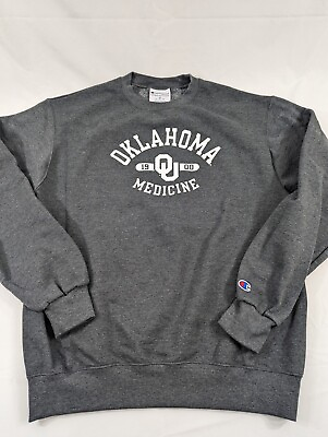 Oklahoma University Medicine Champion Crewneck Sweatshirt Mens Medium Gray $30.00