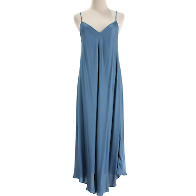 #ad L#x27;agence NWT Sleeveless V Neck Spaghetti Strap Midi Slip Dress Size M in Blue $279.99